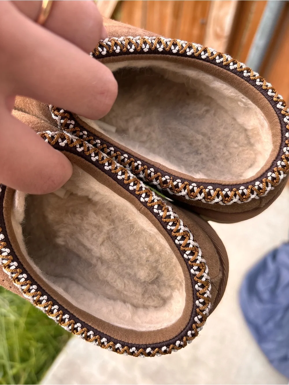 UGG Chestnut Suede Shearling Mule Slippers